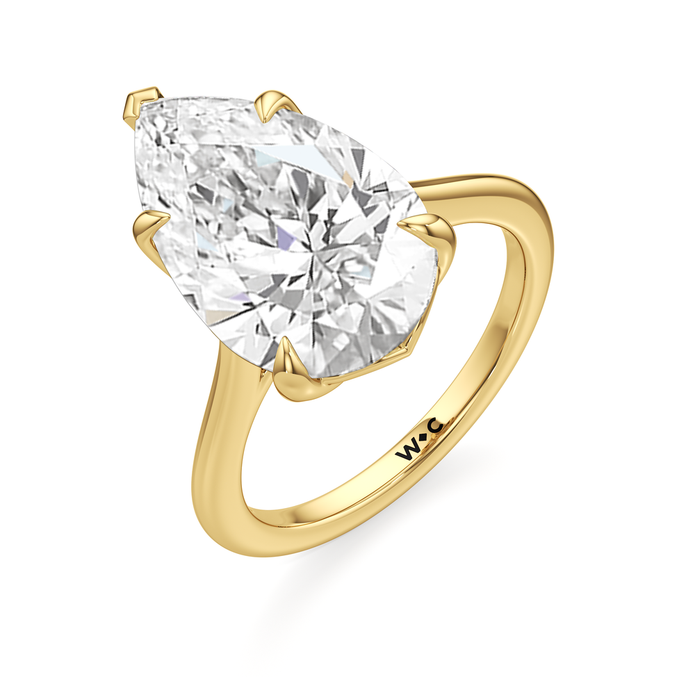 Pear Cut Famed Tulip Cathedral Ring with Lab Grown Diamond in 14KT Yellow Gold view 6
