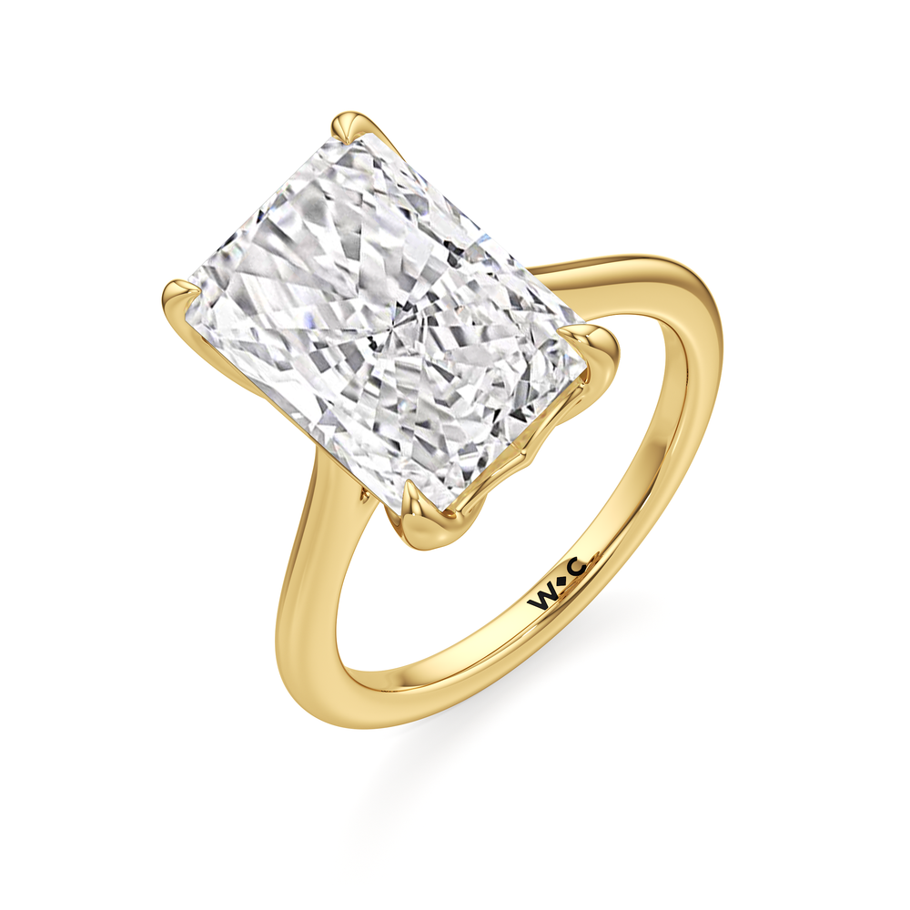 Famed Tulip Cathedral Ring with Radiant Cut Diamond in 14KT Yellow Gold view 6
