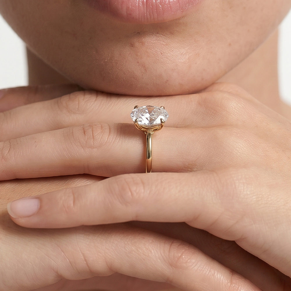 Famed Tulip Cathedral Ring with Round Cut Diamond in 14KT Platinum view 3
