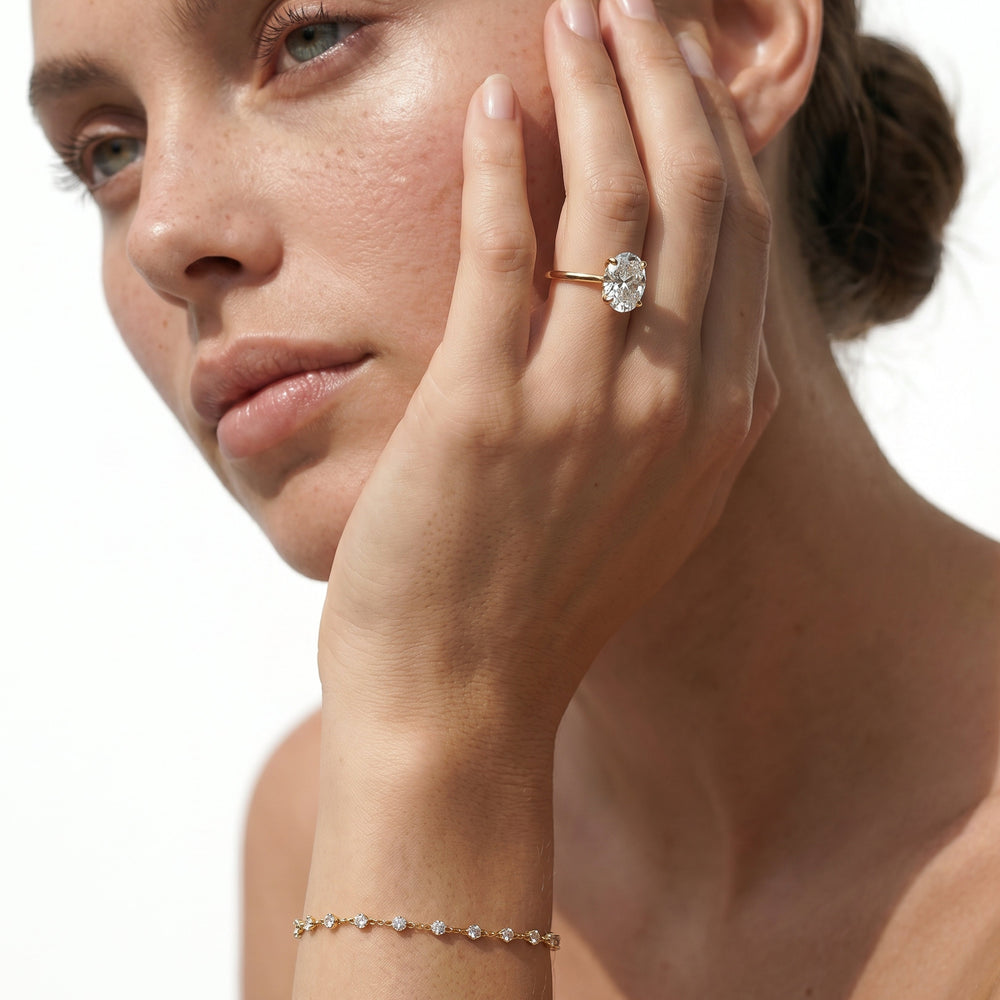 Elongated Cushion Cut Famed Tulip Cathedral Ring with Lab Grown Diamond in 14KT Platinum view 4

