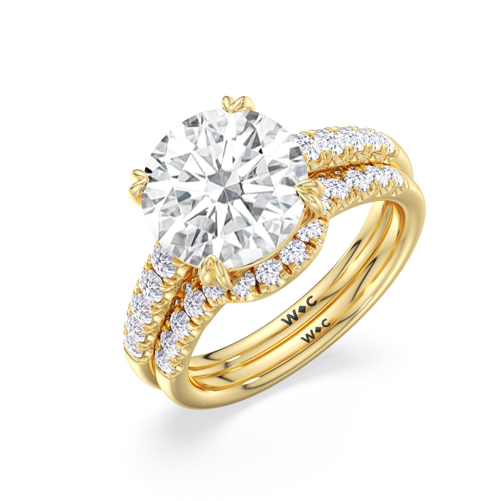 Elegance Tapered Accent Bridge Engagement Ring with Oval Cut Diamond in 14KT Yellow Gold view 6
