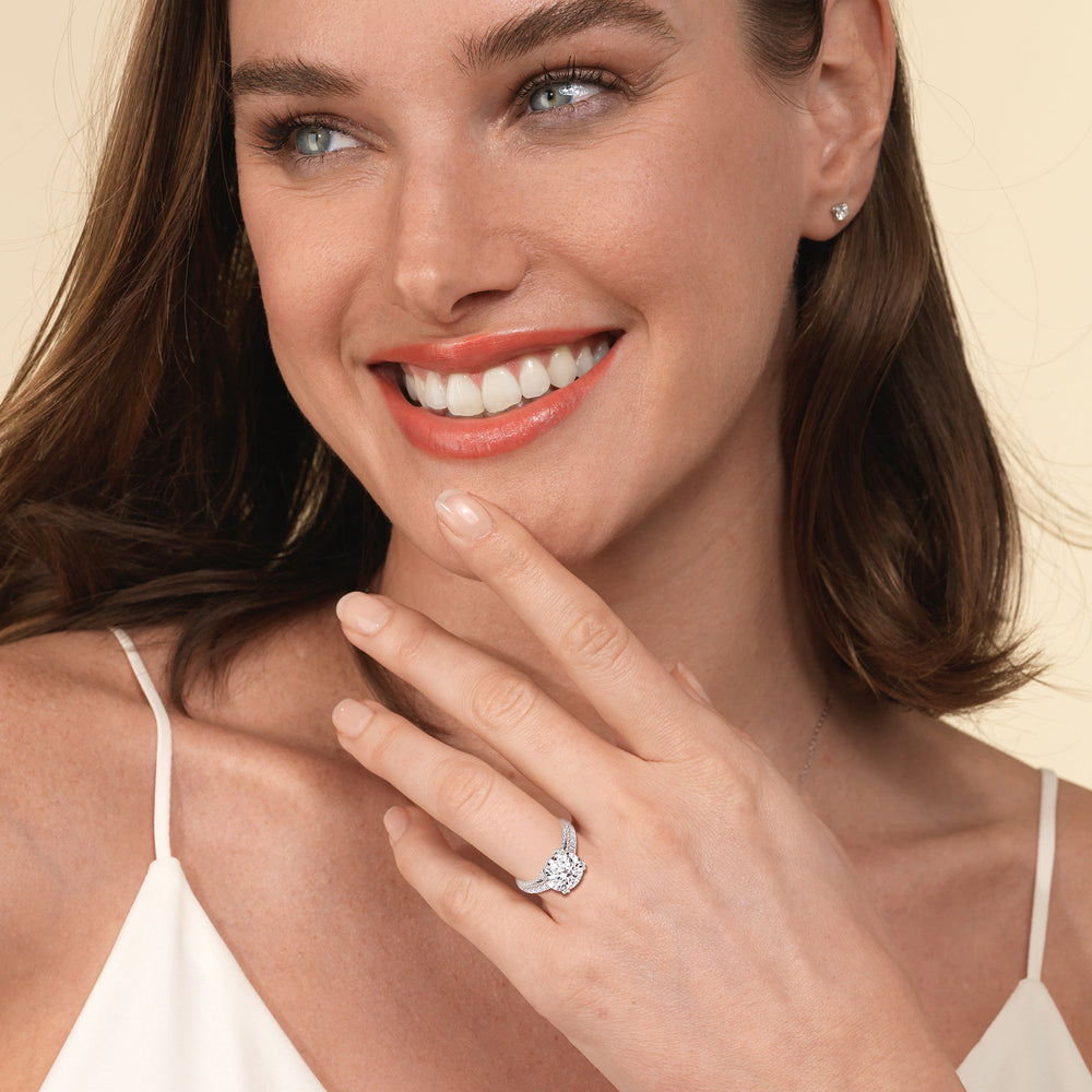 Elegance Tapered Accent Bridge Engagement Ring with Round Cut Diamond in 14KT Yellow Gold view 3
