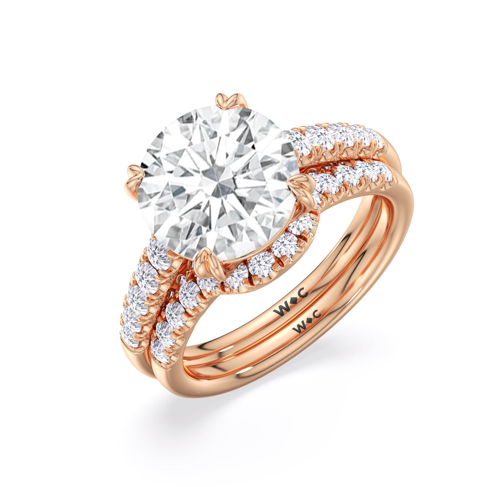 Elegance Tapered Accent Bridge Engagement Ring with Oval Cut Diamond in 14KT Rose Gold view 6
