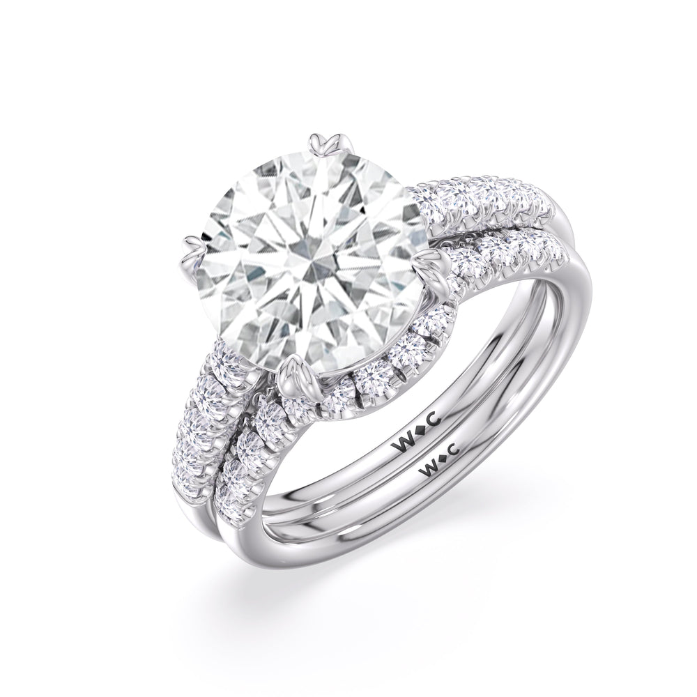 Elegance Tapered Accent Bridge Engagement Ring with Emerald Cut Diamond in 14KT Platinum view 6
