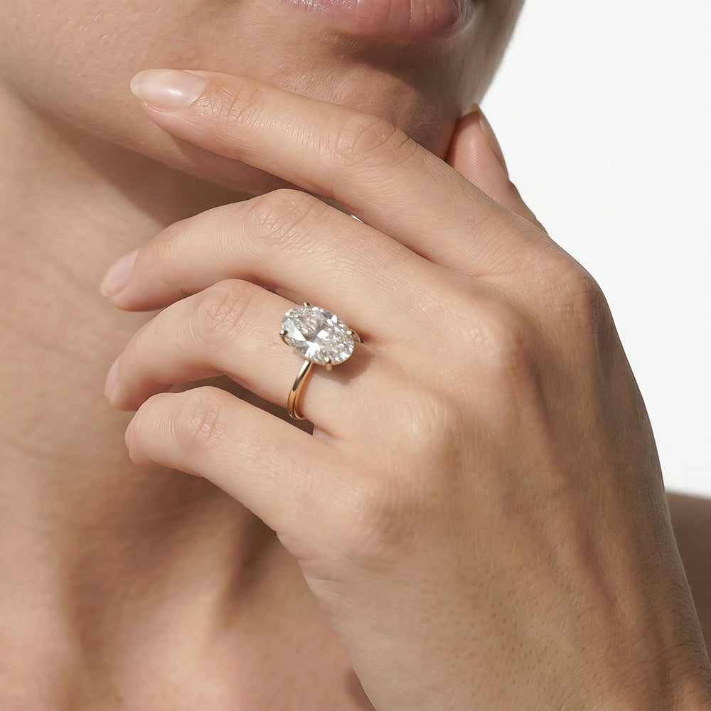 Round Cut Fine Classic Four Prong Solitaire Diamond Engagement Ring with Lab Grown Diamond in 14KT Yellow Gold view 2
