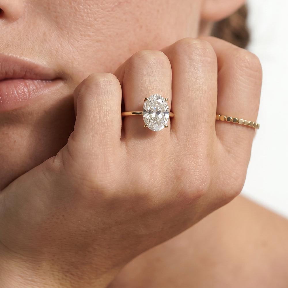 Asscher Cut Fine Classic Four Prong Solitaire Diamond Engagement Ring with Lab Grown Diamond in 14KT Yellow Gold view 3
