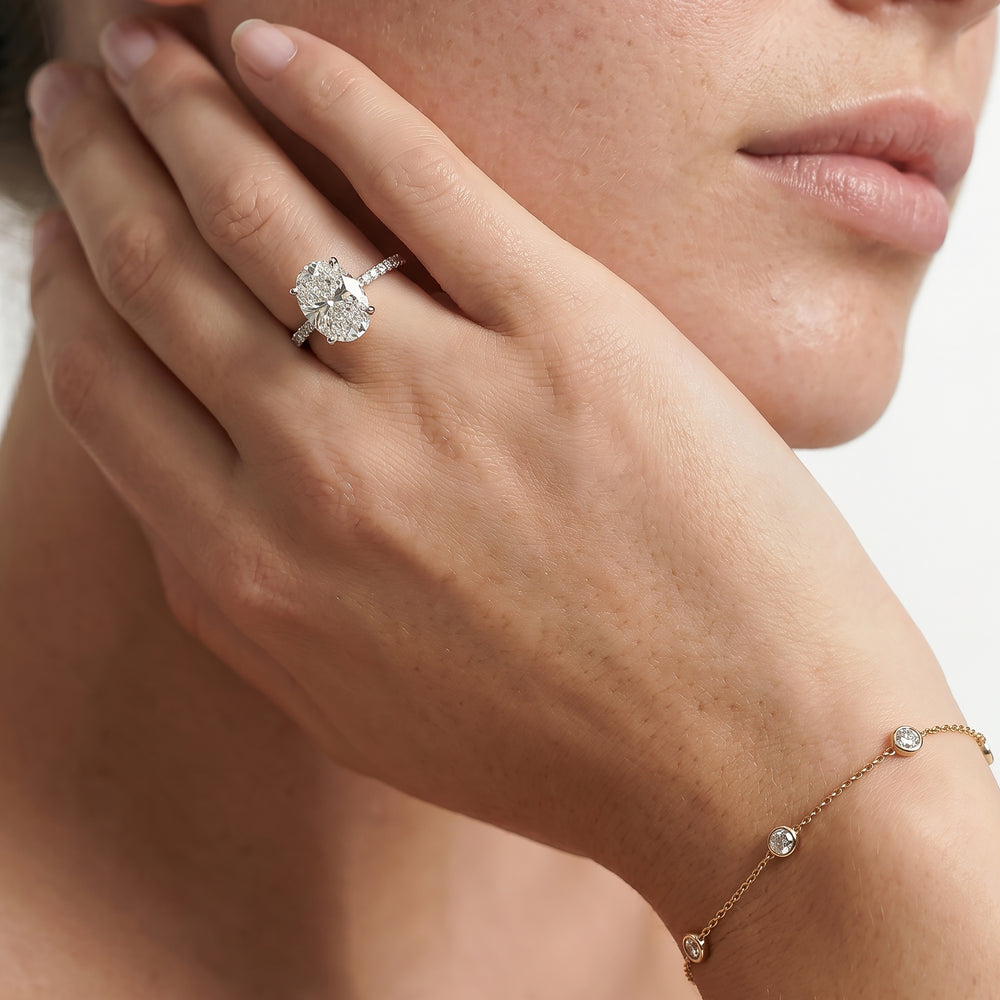 Cushion Cut Fine Vela Classic Pave Diamond Engagement Ring with Lab Grown Diamond in 14KT Yellow Gold view 4
