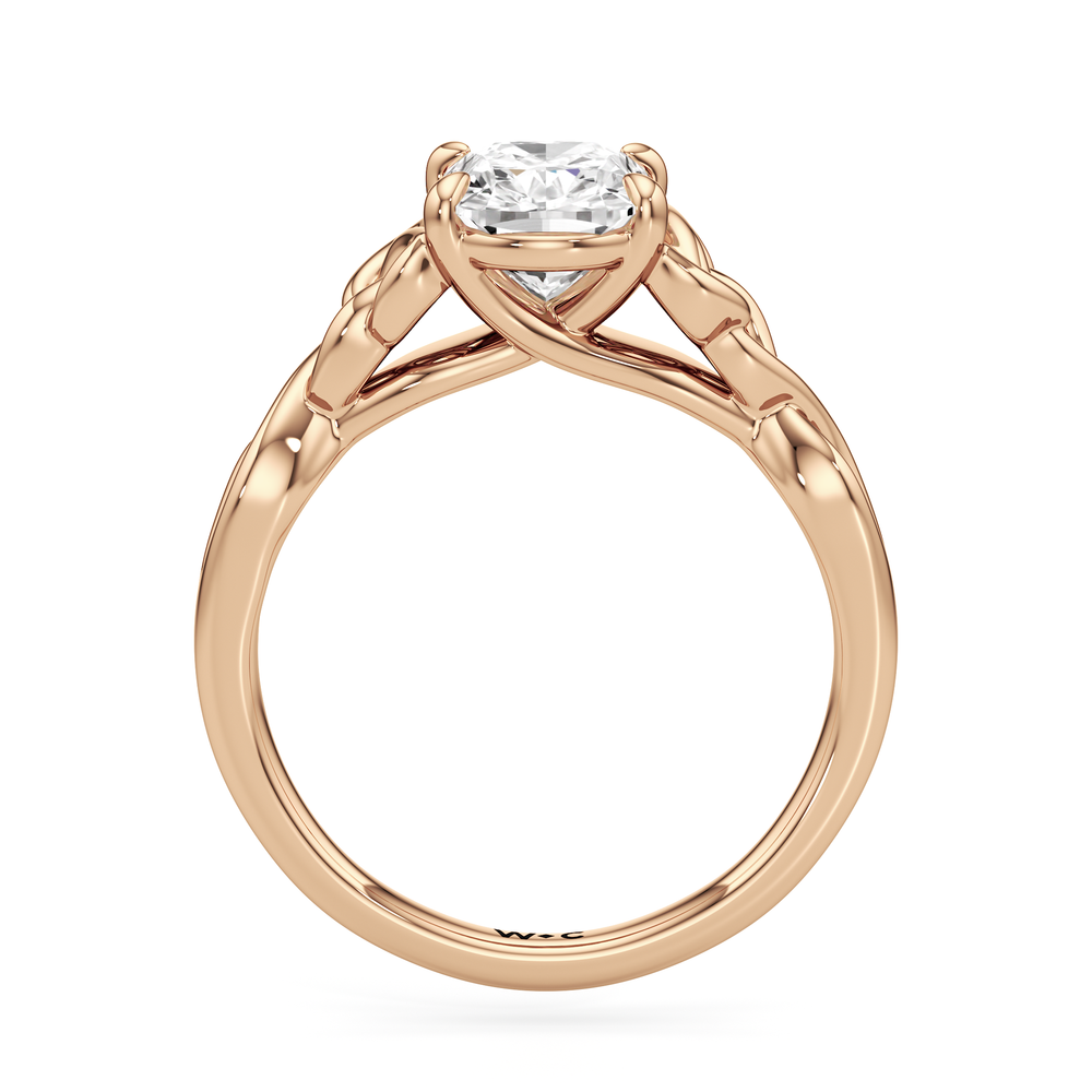 Fine Vintage Celtic Entwined Trinity Knot Engagement Ring with Elongated Cushion Cut Diamond in 14KT Rose Gold view 2
