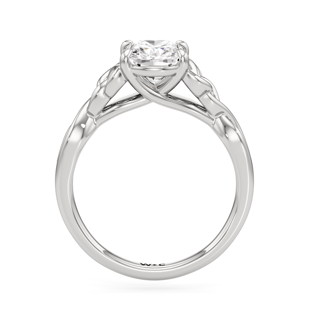 Fine Vintage Celtic Entwined Trinity Knot Engagement Ring with Elongated Cushion Cut Diamond in 14KT Platinum view 2
