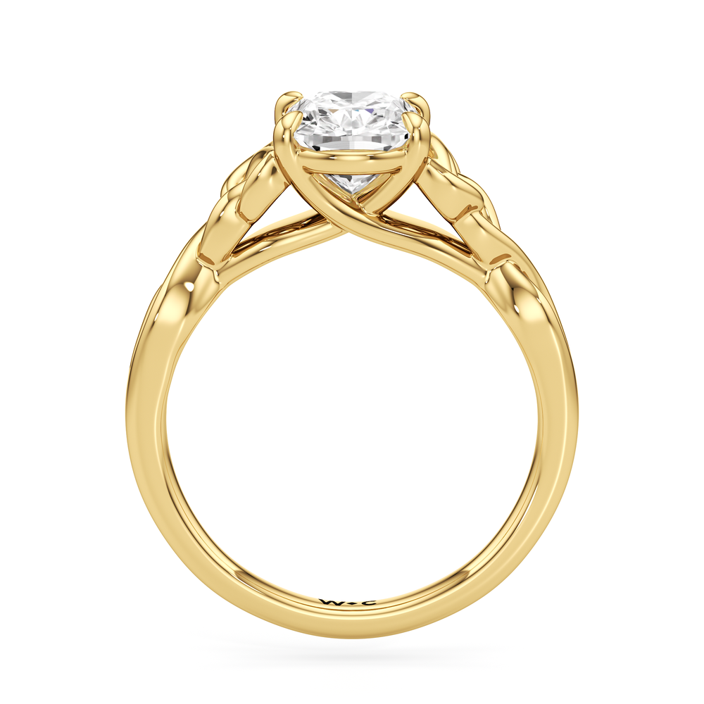 Fine Vintage Celtic Entwined Trinity Knot Engagement Ring with Elongated Cushion Cut Diamond in 14KT Yellow Gold view 2
