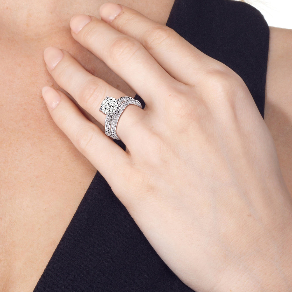 Model Wearing The Bond Diamond Wedding Band view
