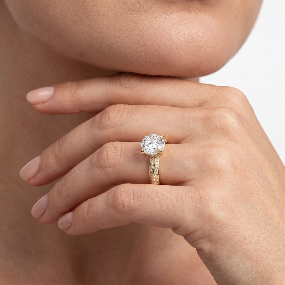 The Bond Engagement Ring with Round Cut Diamond in 14KT Yellow Gold view 3
