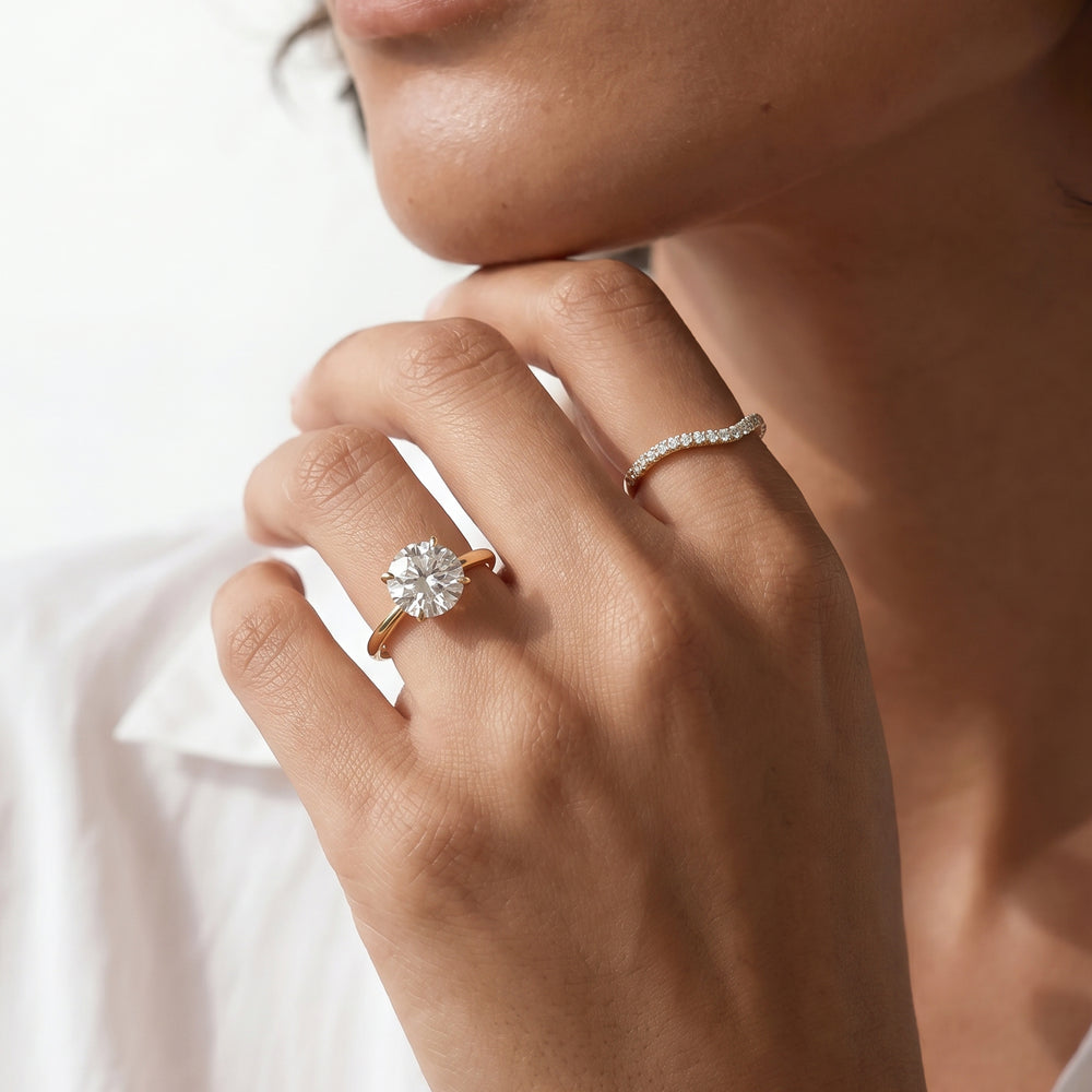 Round Cut The W Evolution Engagement Ring with Lab Grown Diamond in 14KT Platinum view 5
