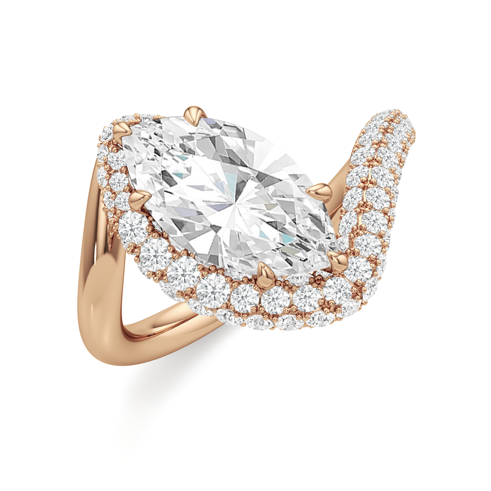 Marquise Cut The Crest Engagement Ring with Lab Grown Diamond in 14KT Rose Gold view 3
