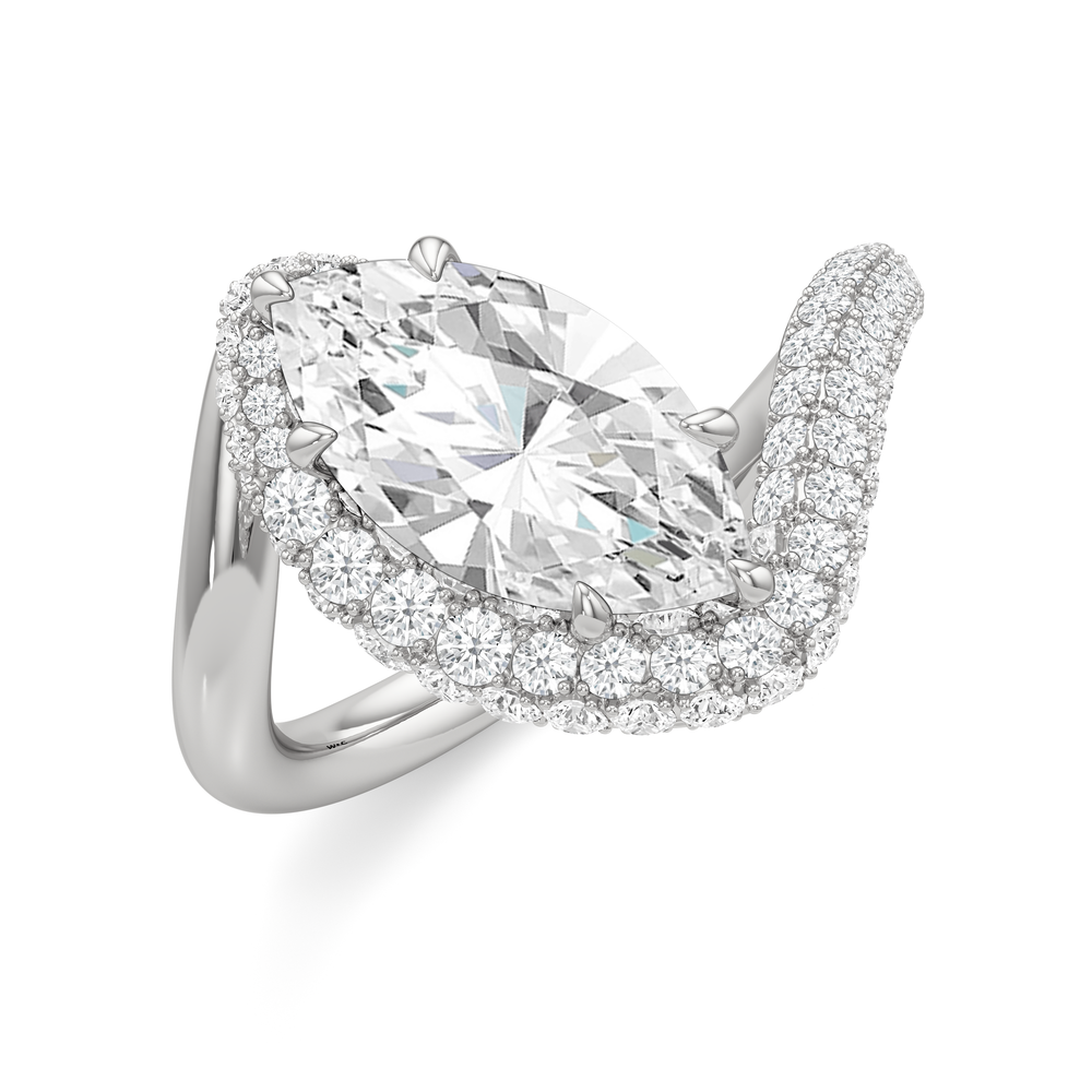 Marquise Cut The Crest Engagement Ring with Lab Grown Diamond in 14KT Platinum view 3
