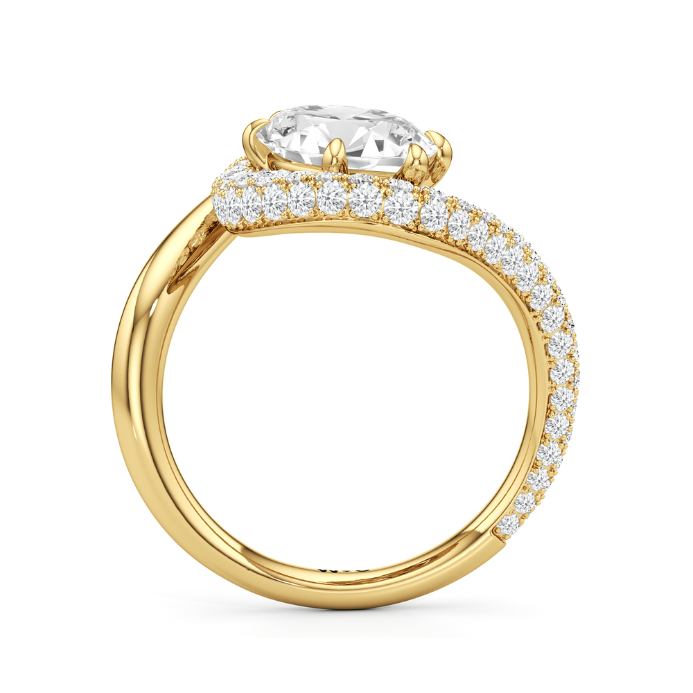 Marquise Cut The Crest Engagement Ring with Lab Grown Diamond in 14KT Yellow Gold view 2
