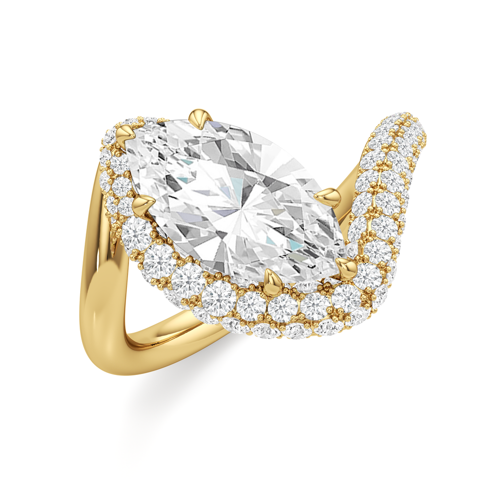 Marquise Cut The Crest Engagement Ring with Lab Grown Diamond in 14KT Yellow Gold view 3
