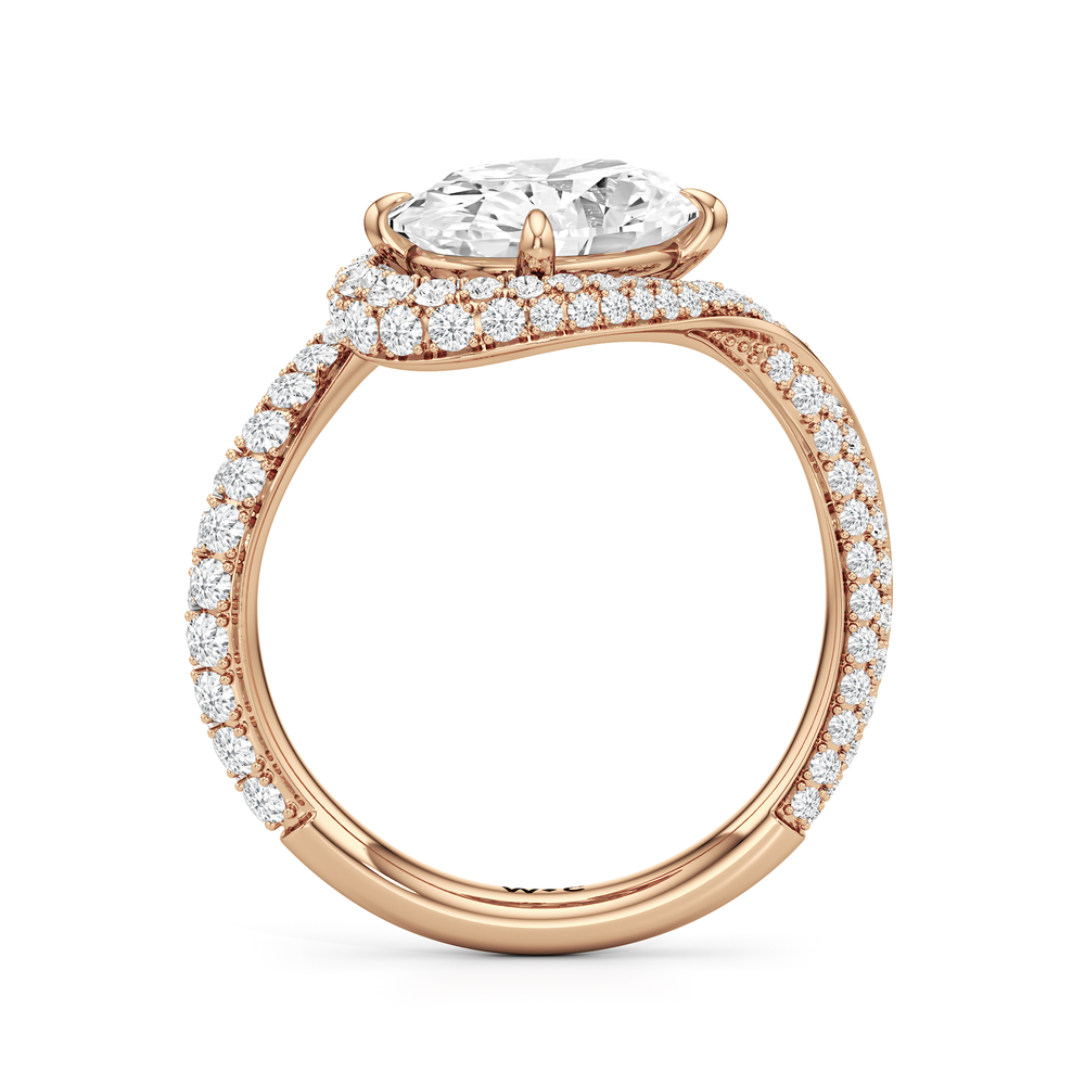Oval Cut The Cascade Engagement Ring with Lab Grown Diamond in 14KT Rose Gold view 2
