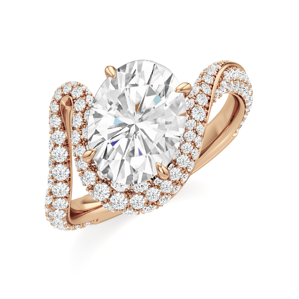 Oval Cut The Cascade Engagement Ring with Lab Grown Diamond in 14KT Rose Gold view 3
