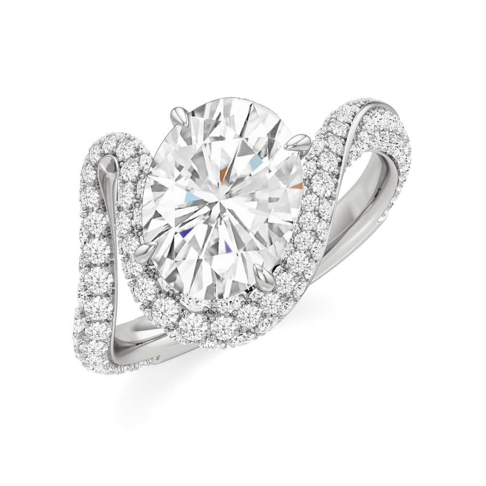 Oval Cut The Cascade Engagement Ring with Lab Grown Diamond in 14KT Platinum view 3
