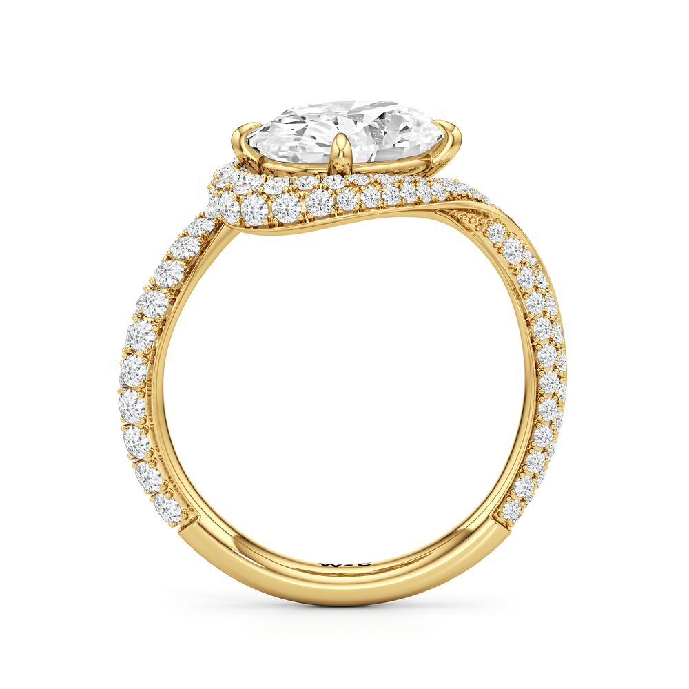 Oval Cut The Cascade Engagement Ring with Lab Grown Diamond in 14KT Yellow Gold view 2
