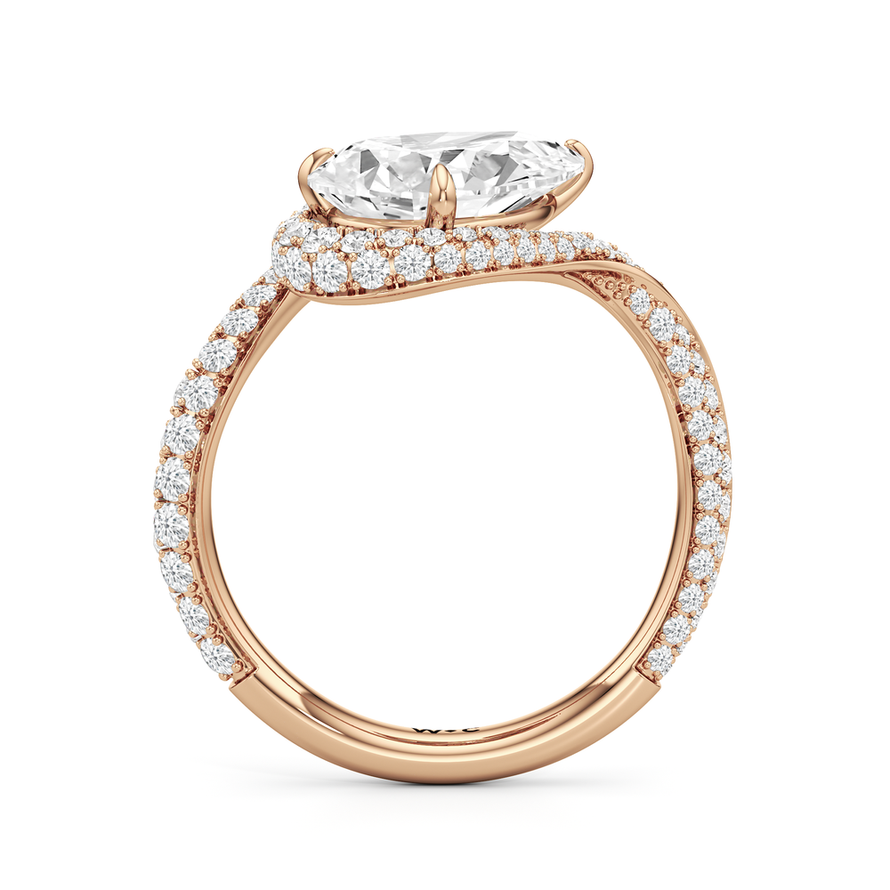 Pear Cut The Cascade Engagement Ring with Lab Grown Diamond in 14KT Rose Gold view 2
