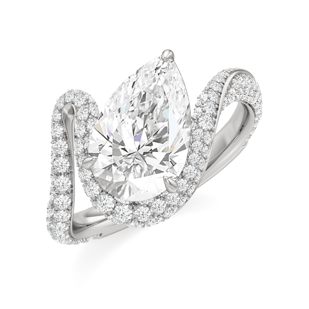 Pear Cut The Cascade Engagement Ring with Lab Grown Diamond in 14KT Platinum view 3
