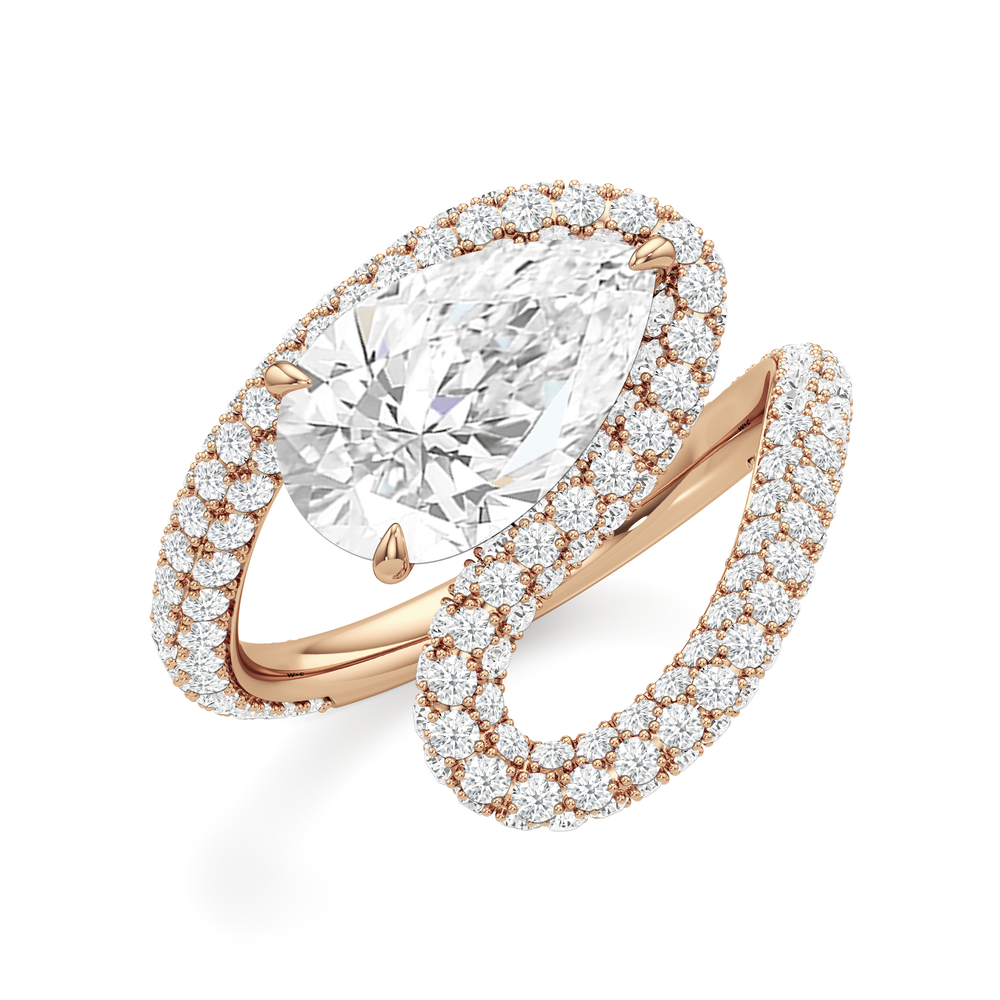 Pear Cut The Marina Engagement Ring with Lab Grown Diamond in 14KT Rose Gold view 3
