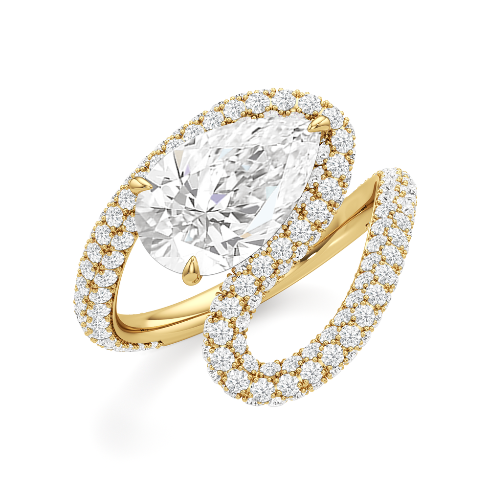 Pear Cut The Marina Engagement Ring with Lab Grown Diamond in 14KT Yellow Gold view 3
