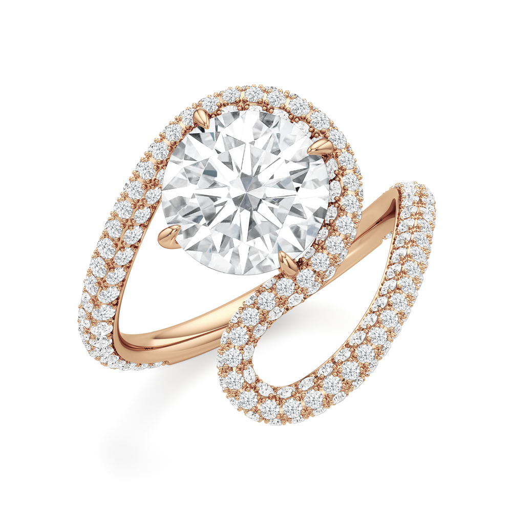 Round Cut The Marina Engagement Ring with Lab Grown Diamond in 14KT Rose Gold view 3
