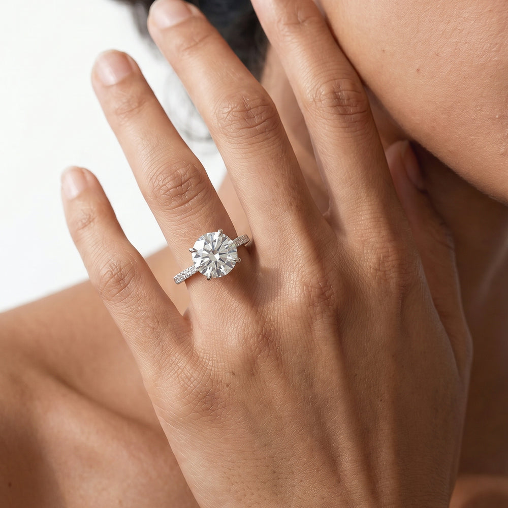 The W Icon Engagement Ring with Round Cut Diamond in 14KT Rose Gold view 3
