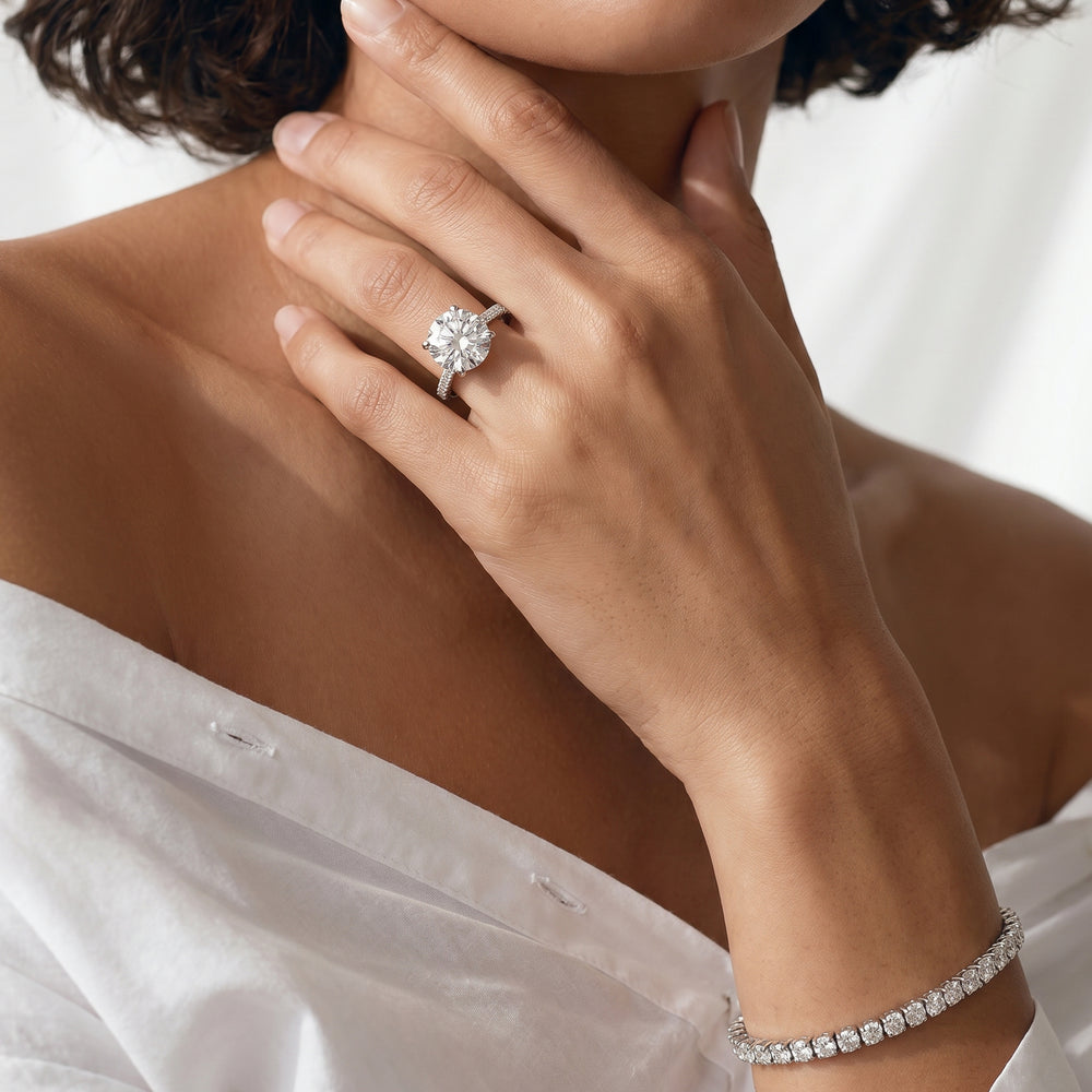 The W Icon Engagement Ring with Cushion Cut Diamond in 14KT Platinum view 4
