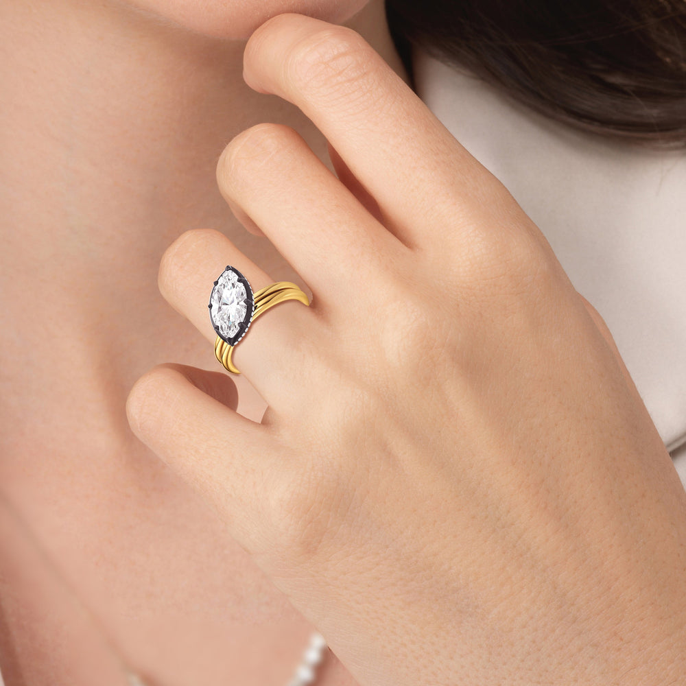 Model Wearing Lilt Wedding Band view