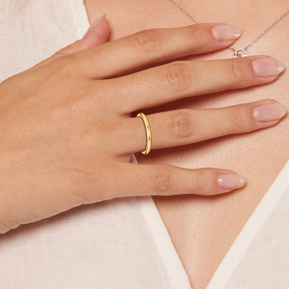 Model Wearing Lilt Wedding Band view
