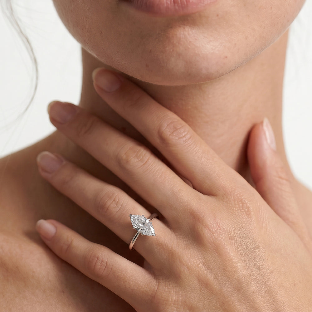 Elongated Cushion Cut The Fleur Ring with Lab Grown Diamond in 14KT Yellow Gold view 2
