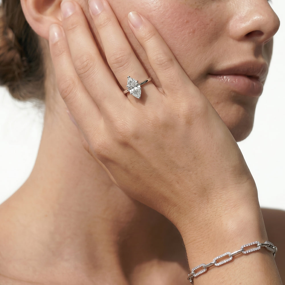 Elongated Cushion Cut The Fleur Ring with Lab Grown Diamond in 14KT Rose Gold view 3
