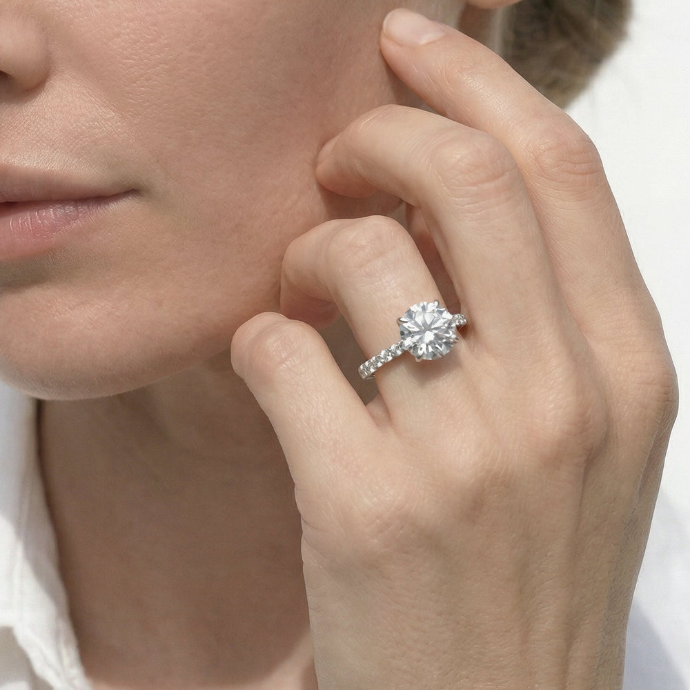 Emerald Cut The Arc Classic Engagement Ring with Lab Grown Diamond in 14KT Yellow Gold view 3
