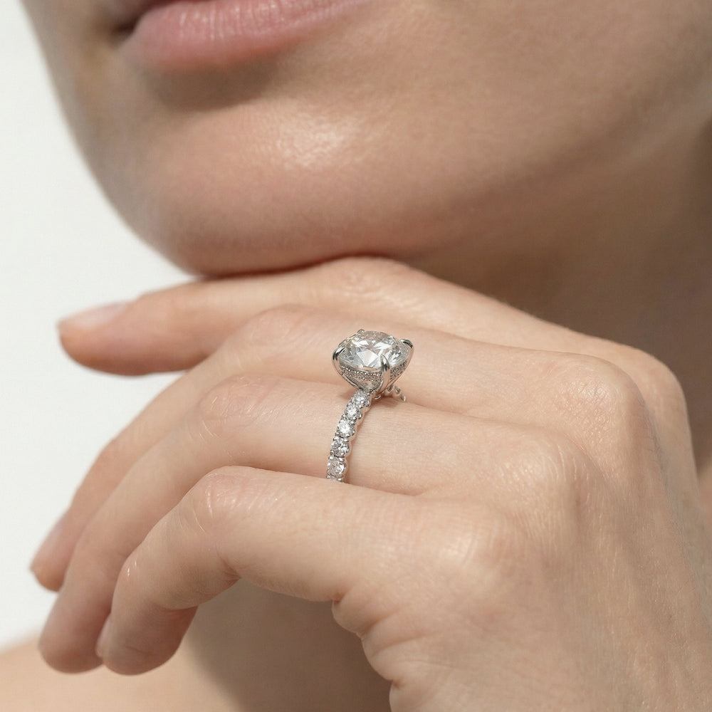 Round Cut The Arc Classic Engagement Ring with Lab Grown Diamond in 14KT Platinum view 4
