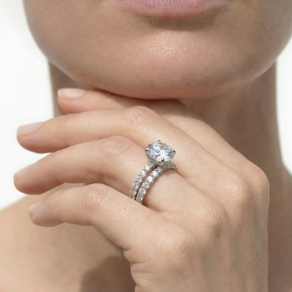 Round Cut The Arc Classic Engagement Ring with Lab Grown Diamond in 14KT Platinum view 8

