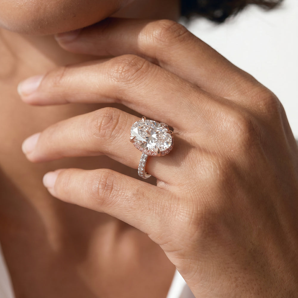 Oval Cut The Peony Ring with Lab Grown Diamond in 14KT White & Rose Gold view 2
