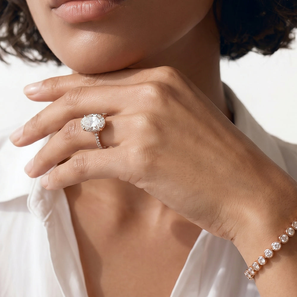 Cushion Cut The Peony Ring with Lab Grown Diamond in 14KT Rose Gold view 3
