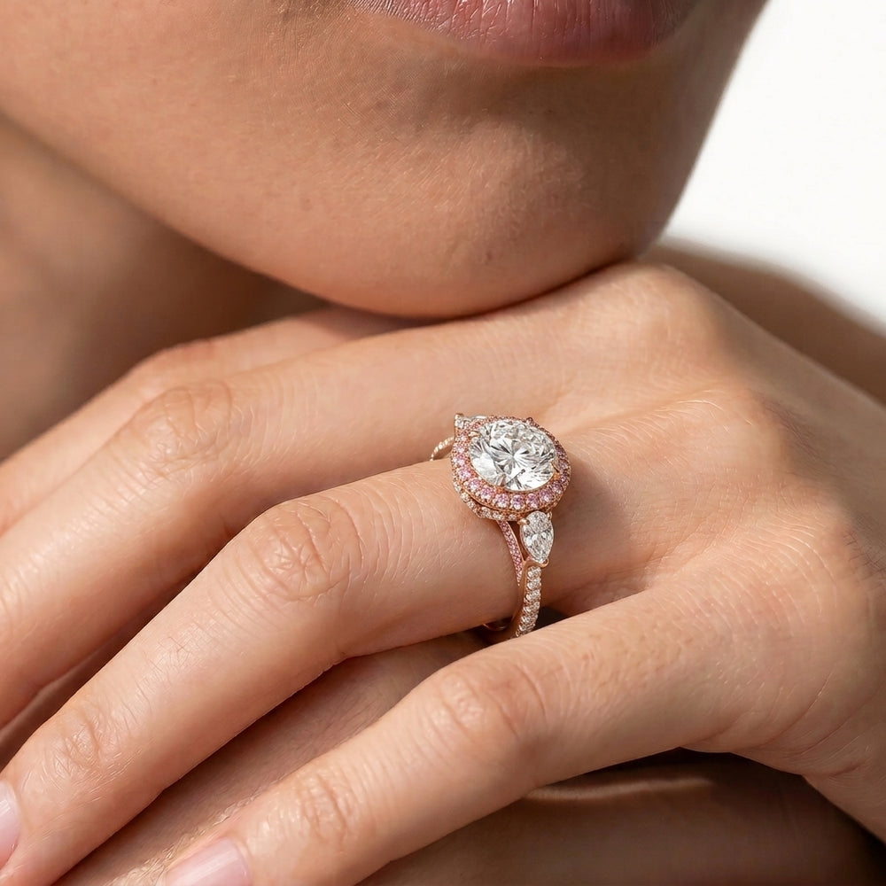 The Dahlia Ring with Round Cut Diamond in 14KT Rose Gold view 4
