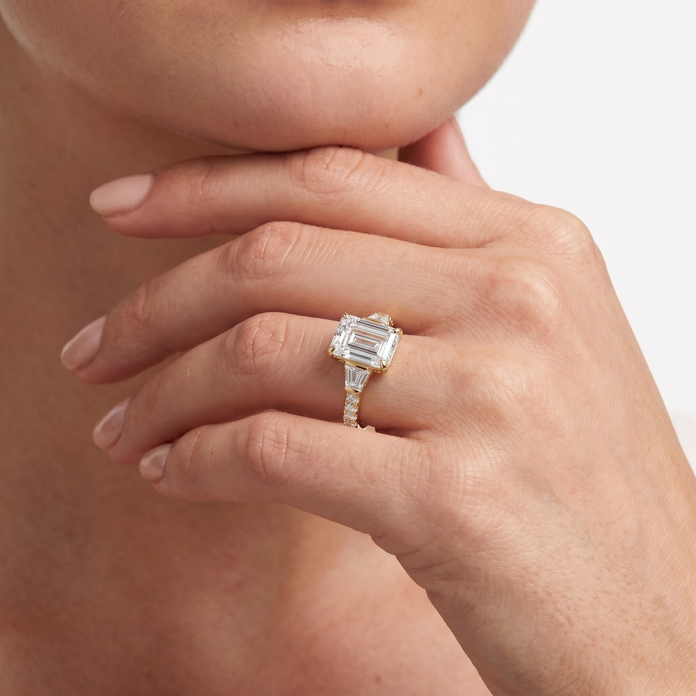 Emerald Cut The Surrey Ring with Lab Grown Diamond in 14KT Platinum view 4
