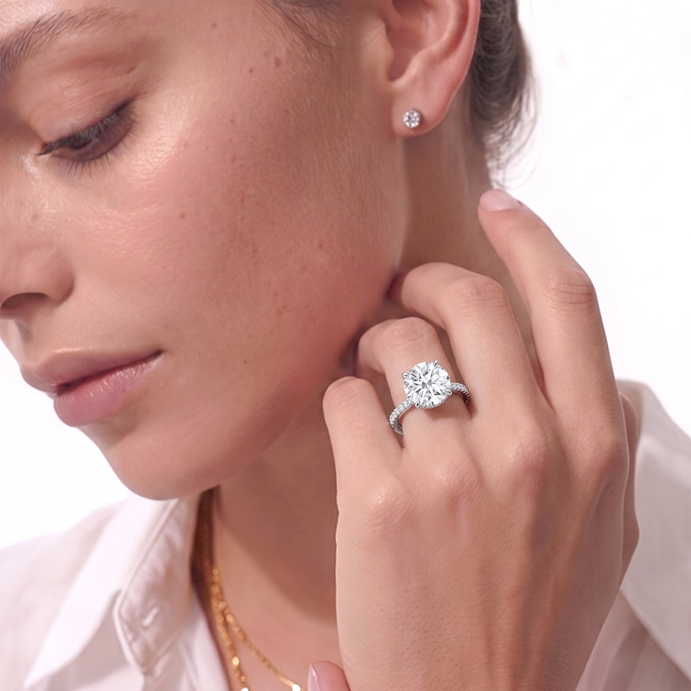The Regency Ring with Emerald Cut Diamond in 14KT Rose Gold view 4
