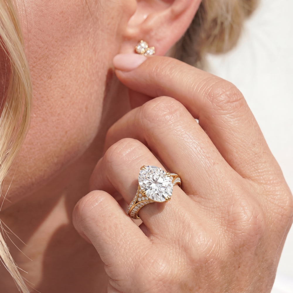 The Carlyle Ring with Cushion Cut Diamond in 14KT Yellow Gold view 4
