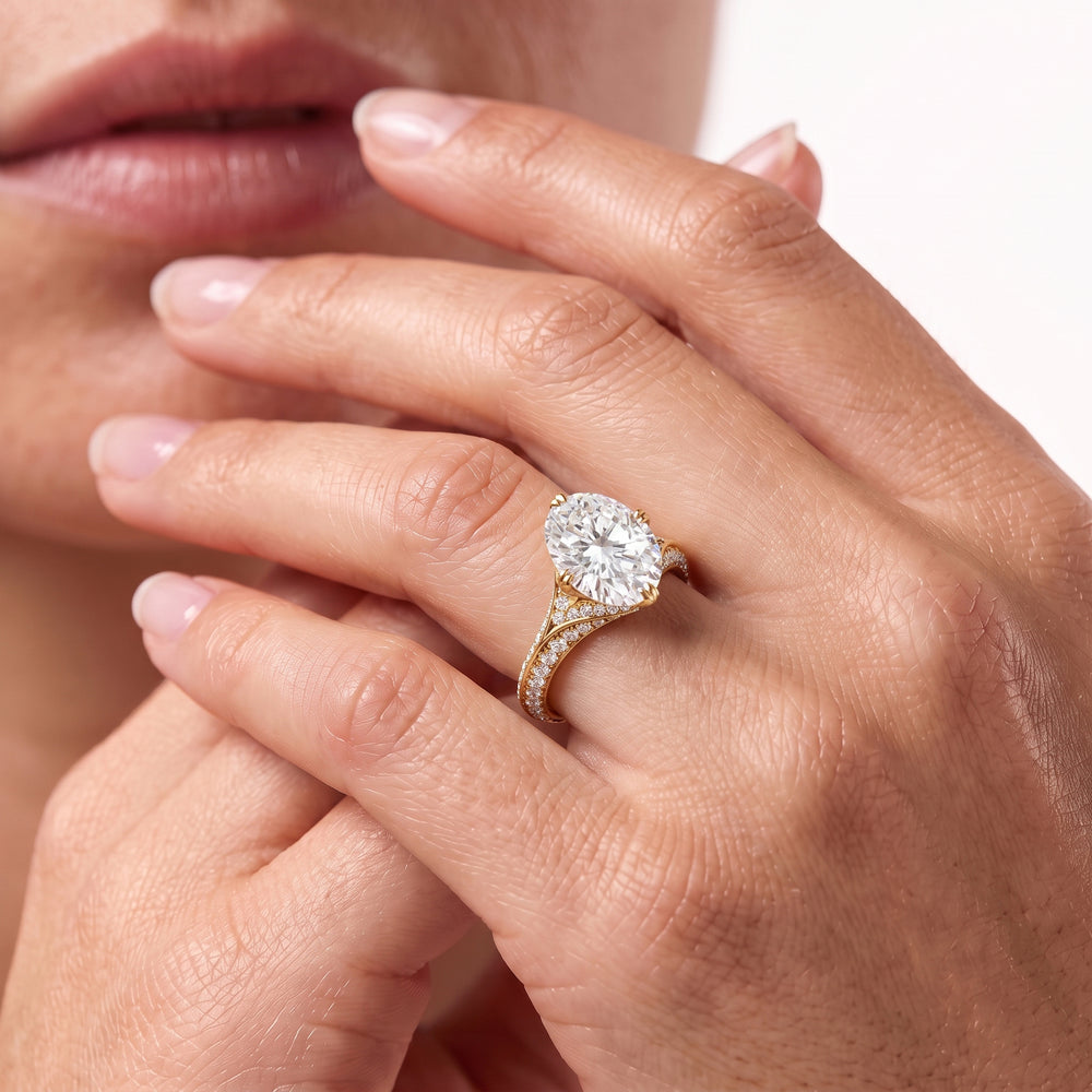 The Carlyle Ring with Oval Cut Diamond in 14KT Rose Gold view 3
