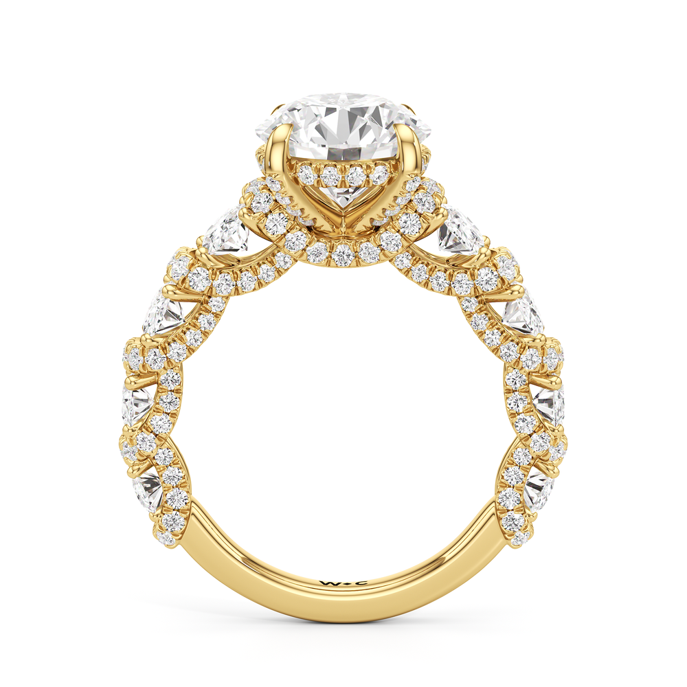 The Fulton Oval Ring with Round Cut Diamond in 14KT Yellow Gold view 2
