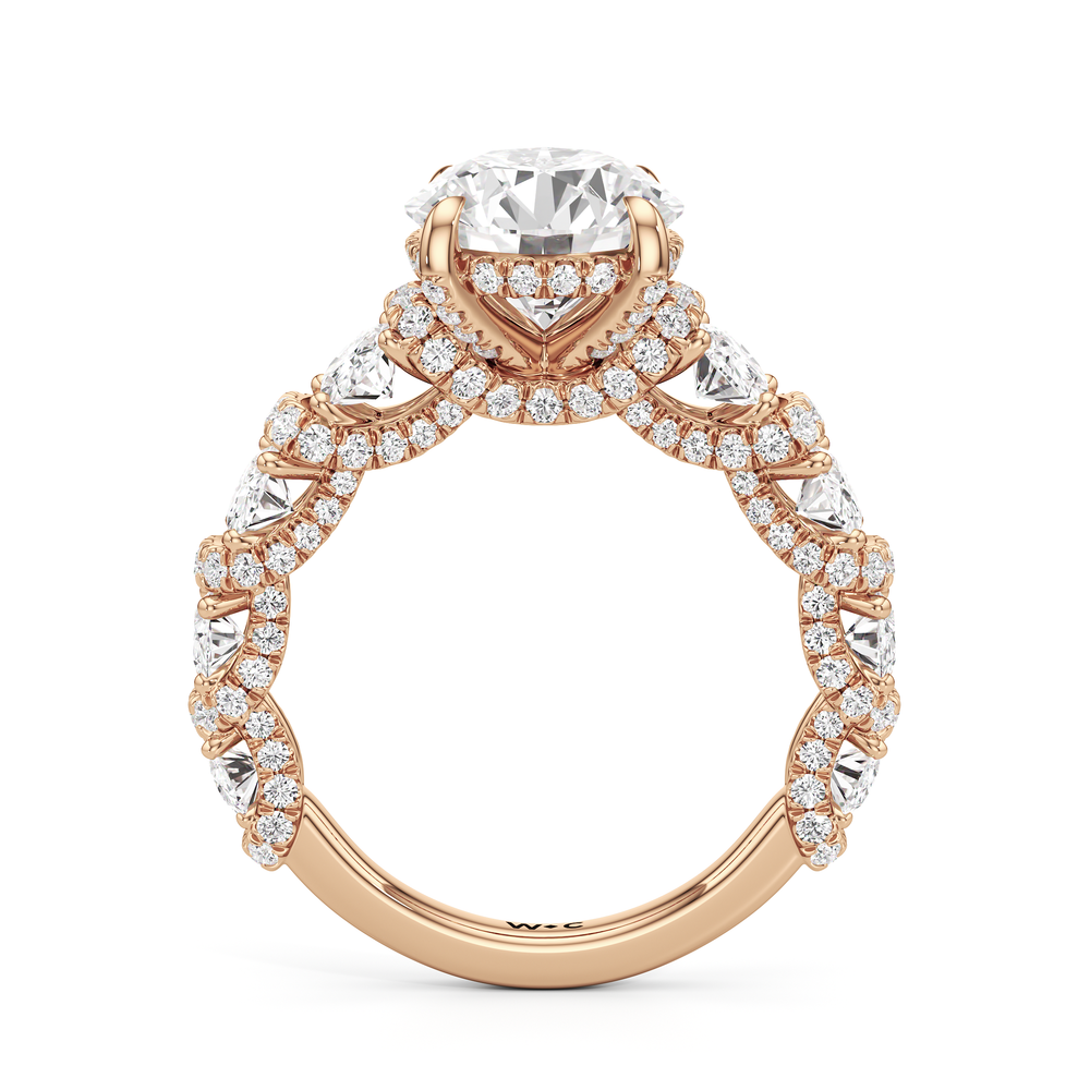 The Fulton Oval Ring with Round Cut Diamond in 14KT Rose Gold view 2
