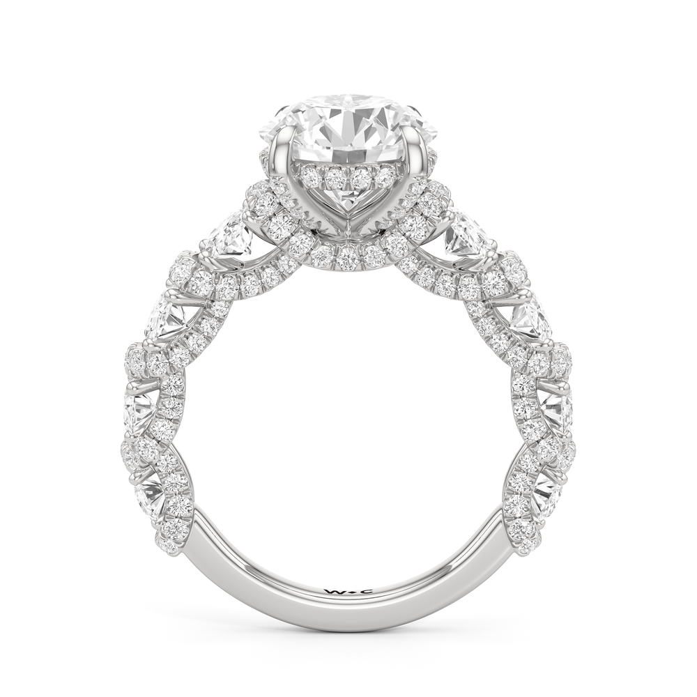 The Fulton Oval Ring with Round Cut Diamond in 14KT Platinum view 2
