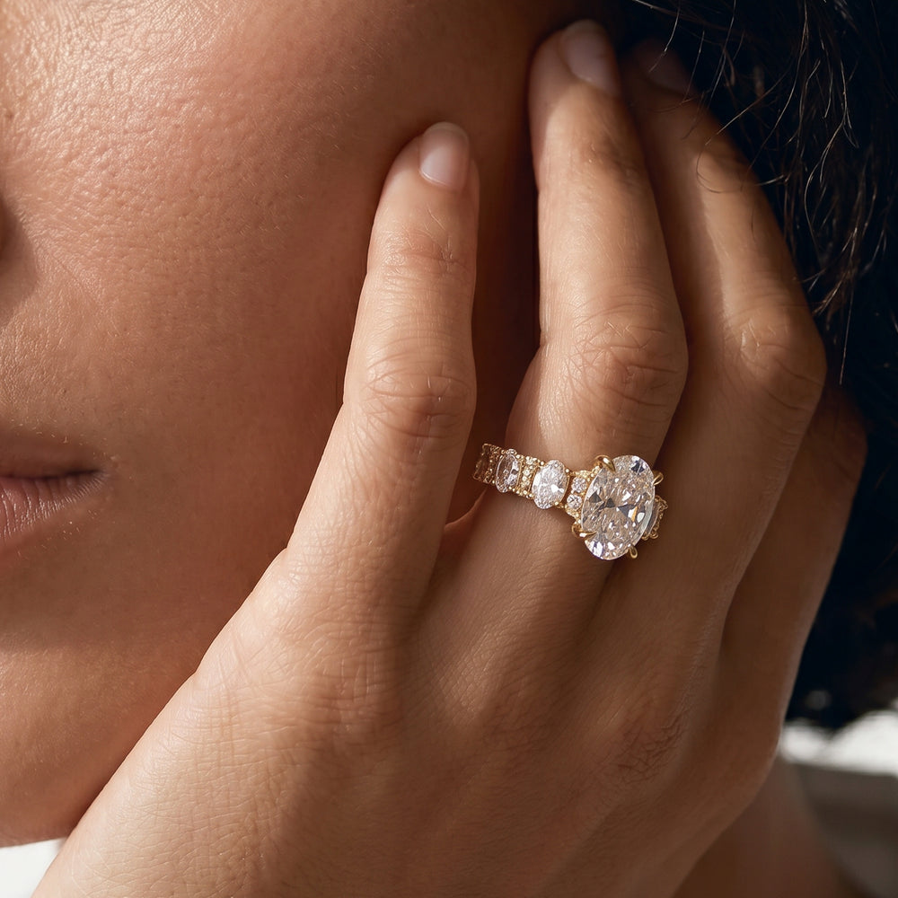 Oval Cut The Fulton Oval Ring with Lab Grown Diamond in 14KT Yellow Gold view 3
